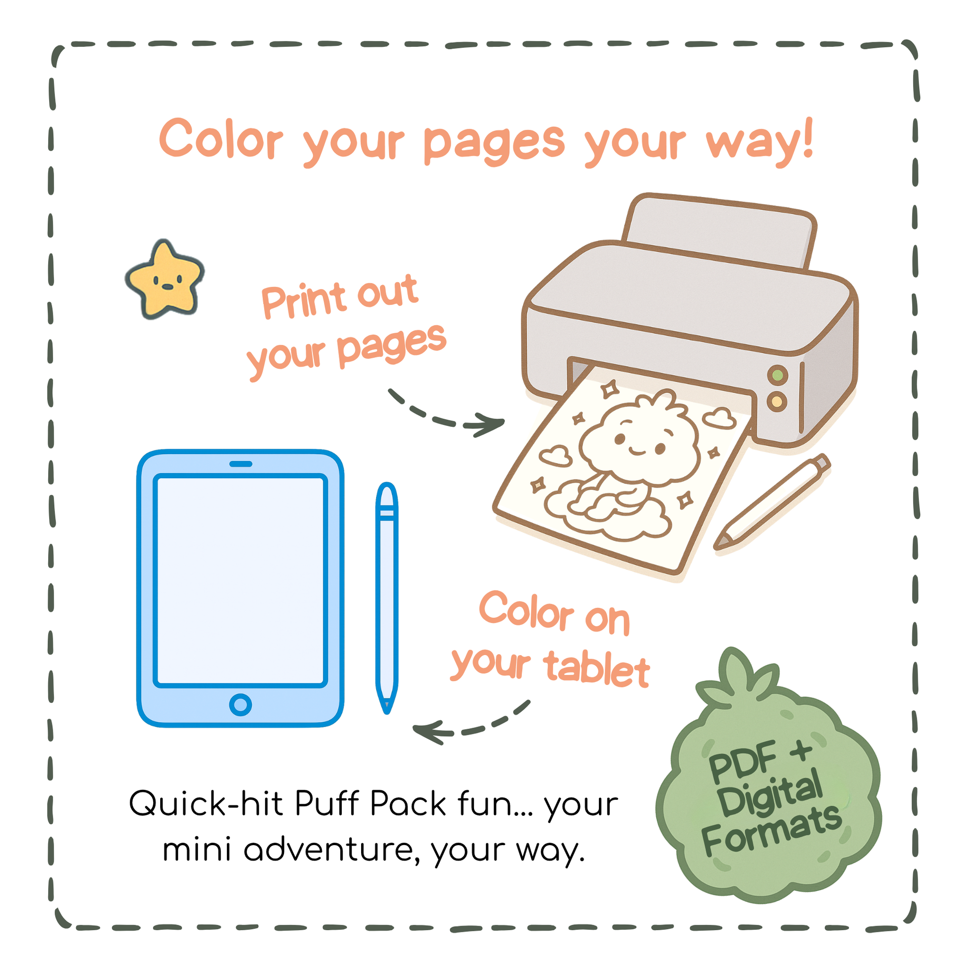 Picnic In The Clouds Mini Digital Coloring Book